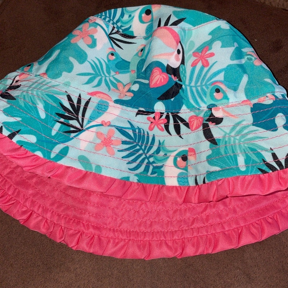 UV Skinz Girl’s 3T Pink Reversible Tropical Toucan Sun Shade Bucket Hat